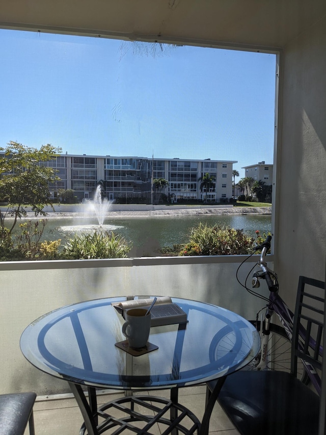 balcony with a water view