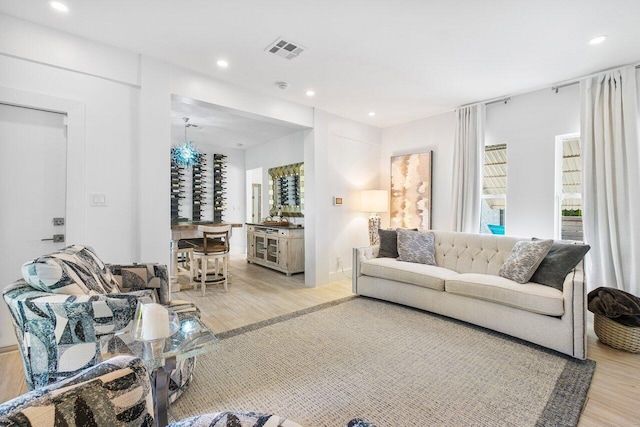 living room featuring light hardwood / wood-style floors