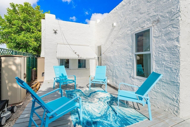 view of patio featuring a wooden deck