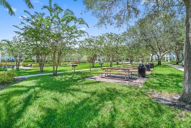 view of home's community with a yard