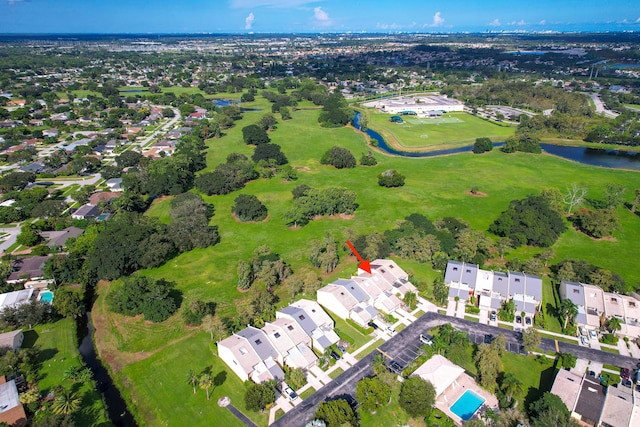 bird's eye view featuring a water view