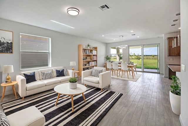 living room featuring light hardwood / wood-style flooring