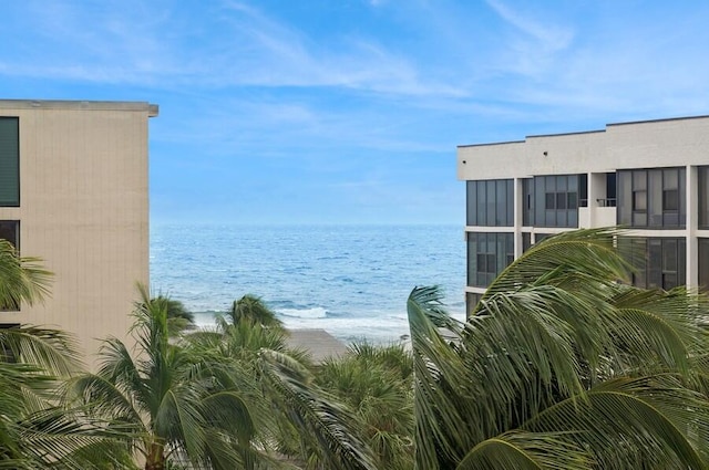 property view of water featuring a view of the beach