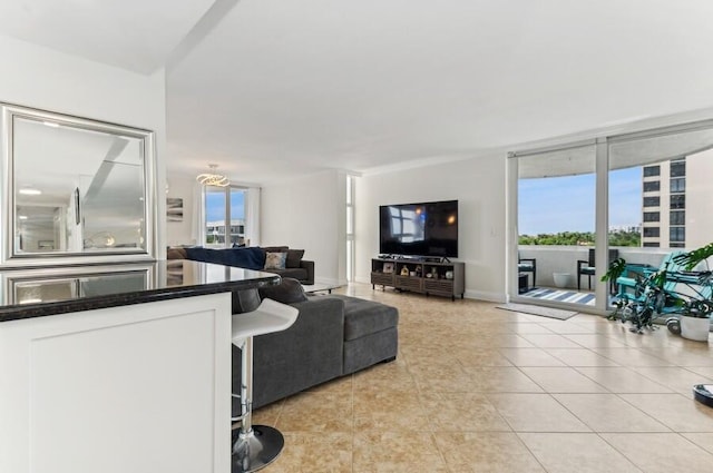 view of tiled living room