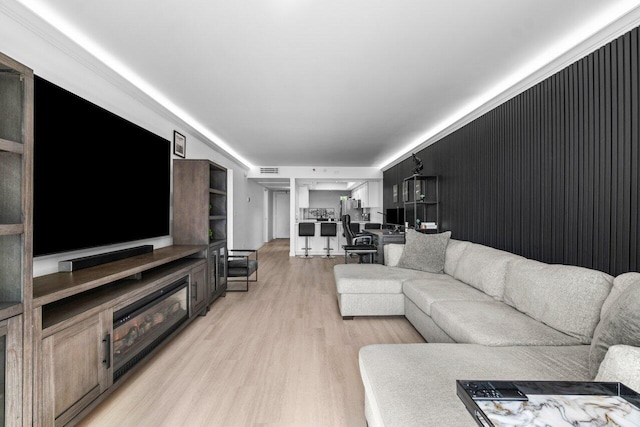 living room featuring light wood-type flooring