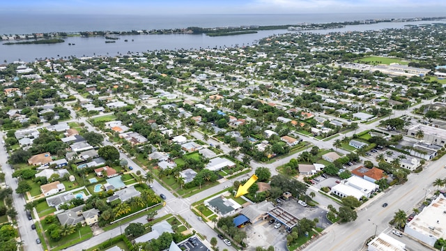 bird's eye view featuring a water view