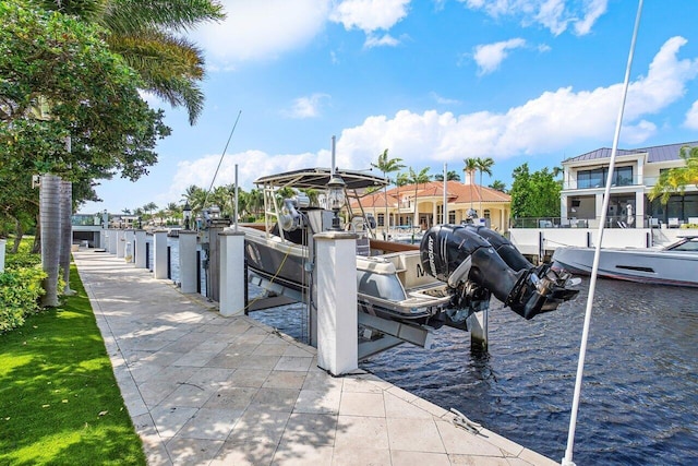 dock area with a water view