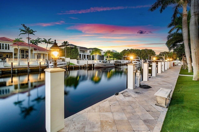 dock area featuring a water view