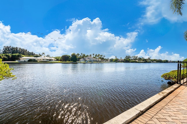 dock area featuring a water view