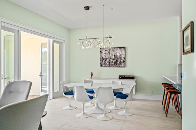 dining room with an inviting chandelier