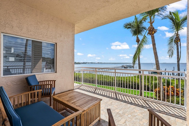 balcony with a water view