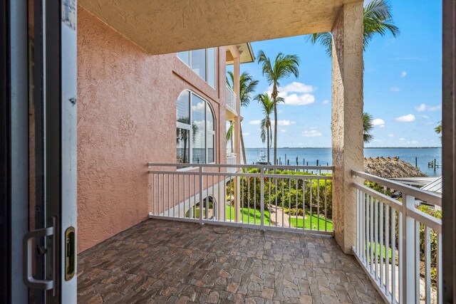 balcony with a water view