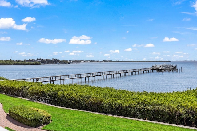 view of dock featuring a water view