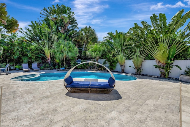 view of pool featuring a patio area