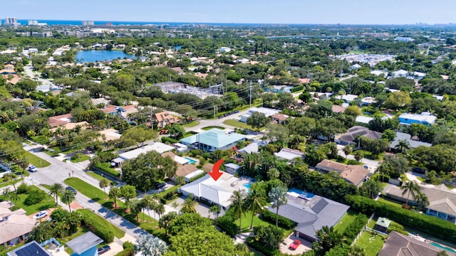 bird's eye view featuring a water view