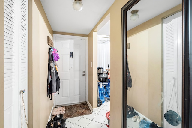 interior space featuring light tile patterned floors