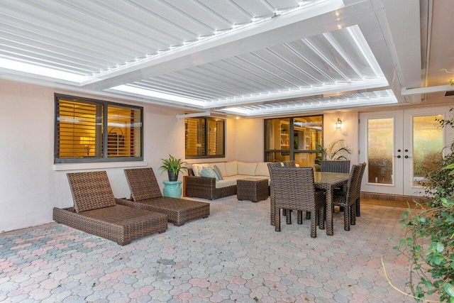 view of patio / terrace with french doors and an outdoor hangout area