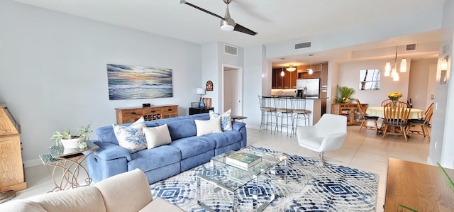 view of tiled living room