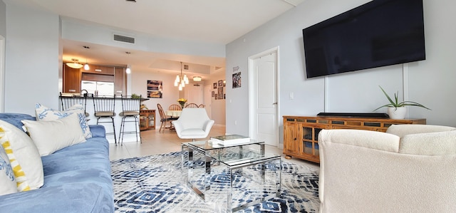 view of tiled living room