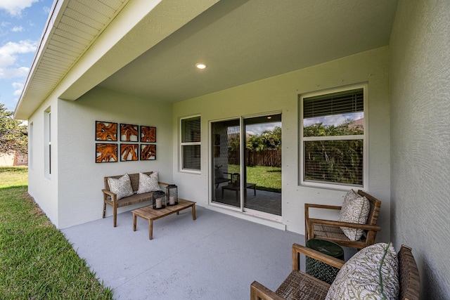 view of patio / terrace featuring an outdoor living space