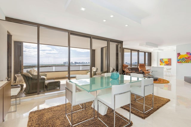 dining space with a wall of windows and a wealth of natural light