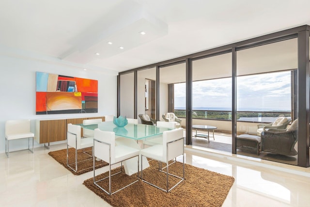 dining area featuring expansive windows and plenty of natural light