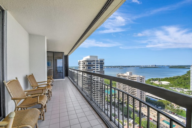 balcony with a water view