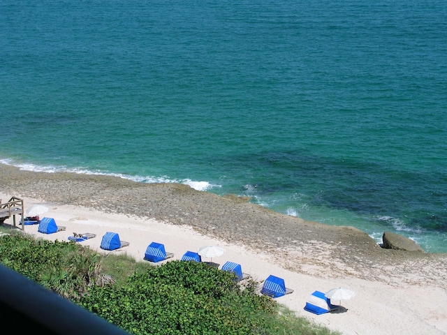 view of water feature featuring a beach view