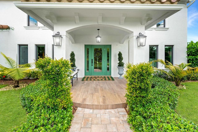 entrance to property with french doors