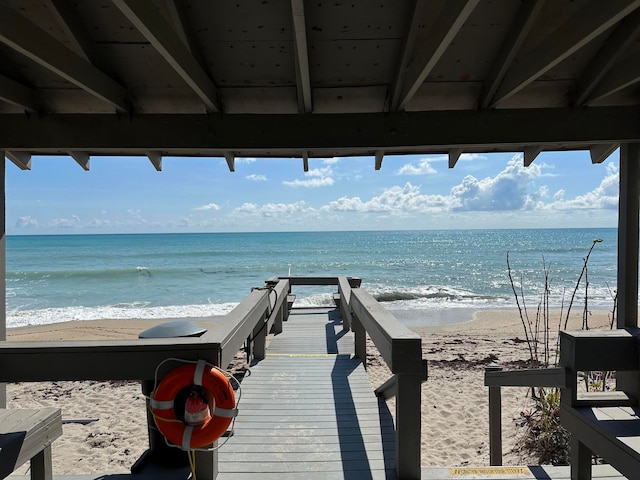 property view of water featuring a view of the beach