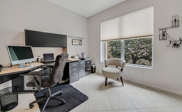 view of tiled home office