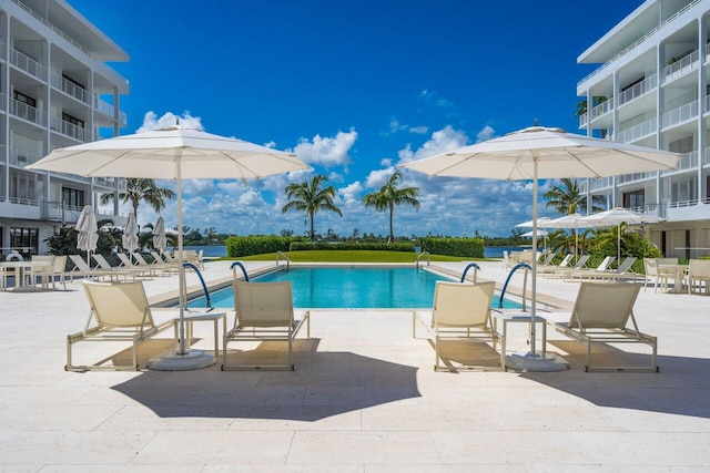 view of pool with a patio area