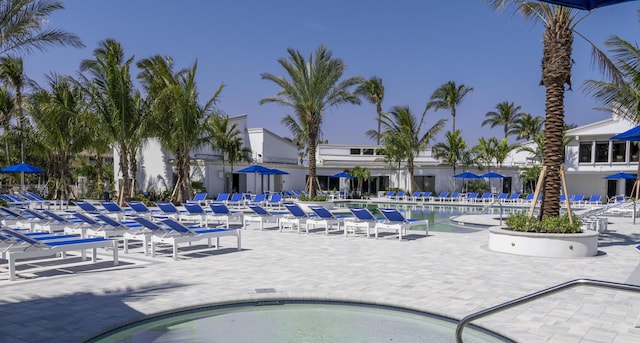 community pool with a patio