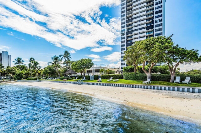 property view of water with a beach view