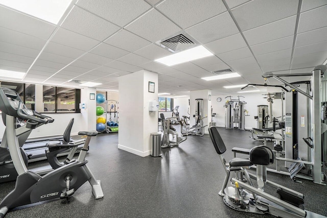 gym with a drop ceiling