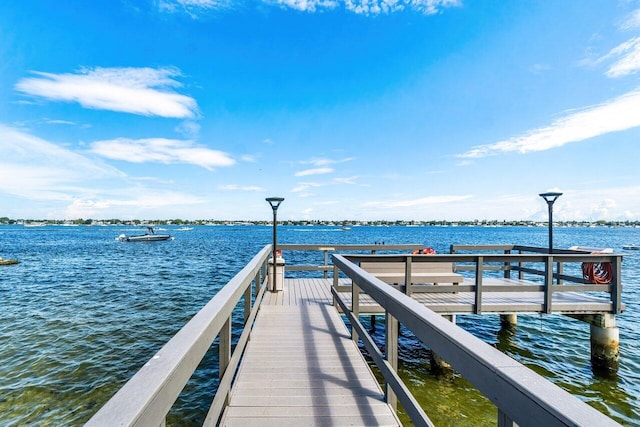 view of dock featuring a water view