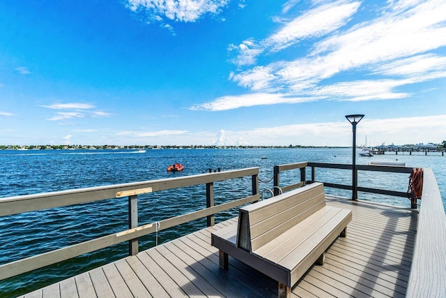 dock area featuring a water view