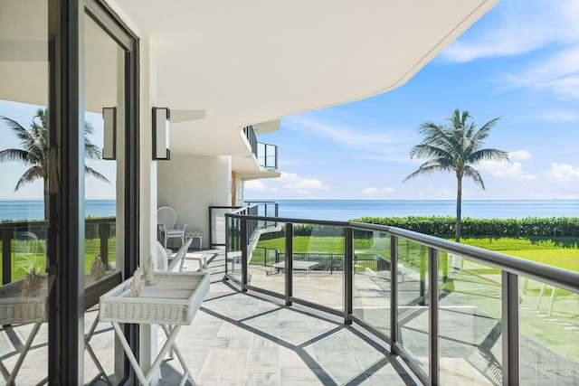 balcony with a water view