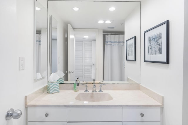 3440 S Ocean Blvd Unit 201N, Palm Beach, FL 33480 - bathroom with vanity and recessed lighting
