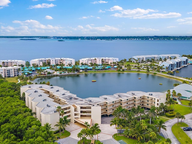 bird's eye view featuring a water view