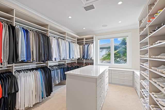 spacious closet featuring light carpet