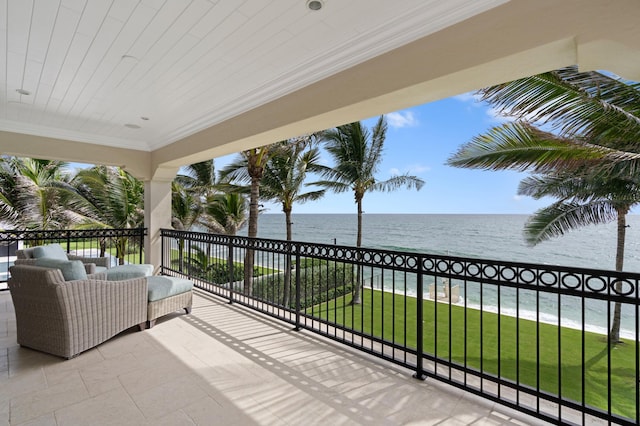 balcony with a water view