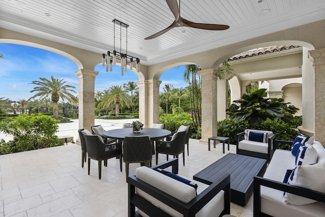 view of patio / terrace with outdoor lounge area and ceiling fan