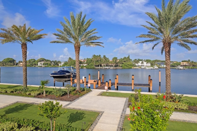 dock area featuring a water view