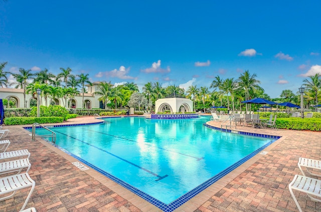 view of pool with a patio area