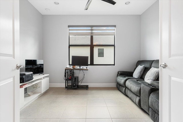 view of tiled living room