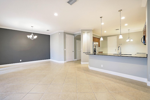 living room featuring ornamental molding and ceiling fan