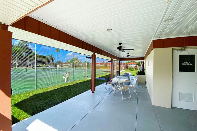 view of patio / terrace featuring ceiling fan