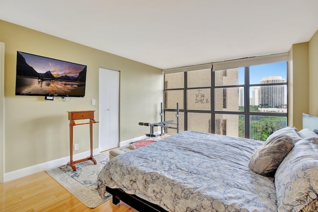 bedroom with wood-type flooring