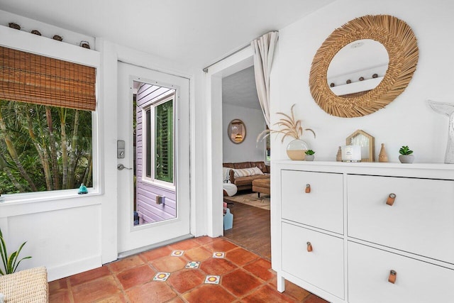 entryway with tile patterned floors